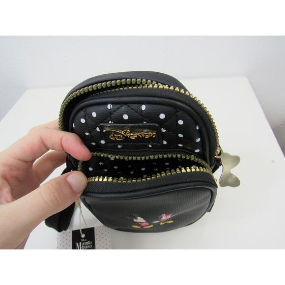 NWT Primark Disney Exclusive Mickey & Minnie Crossbody/Cellphone Bag Black Gold - Picture 6 of 8
